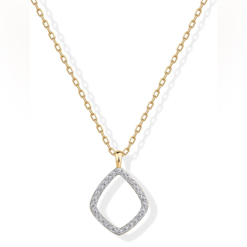 Unique Lord & Taylor 18KT Dip White topaz triangle pendant necklace